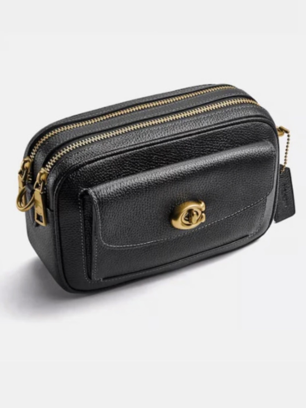 Coach Willow Camera Bag Crossbody Black and Gold Purse